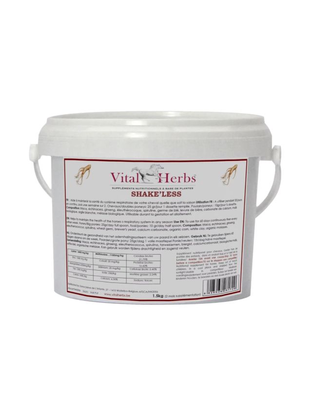 Vital Herbs Shake Less 1,5 kg, mieszanka ziołowa łagodząca objawy headshaking u koni