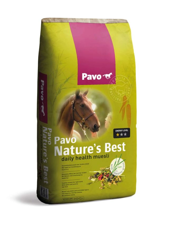 Pavo Nature's Best 15kg, bezowsowe niskocukrowe musli z orkiszem i marchewką dla koni