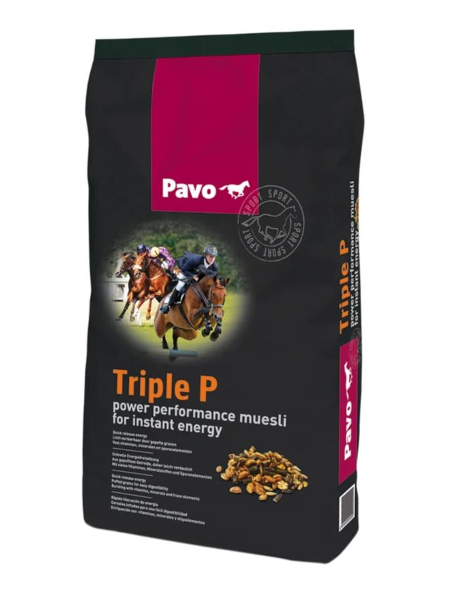 Pavo Triple P 15kg, wysokoenergetyczne musli z mikronizowanymi zbożami dla koni sportowych