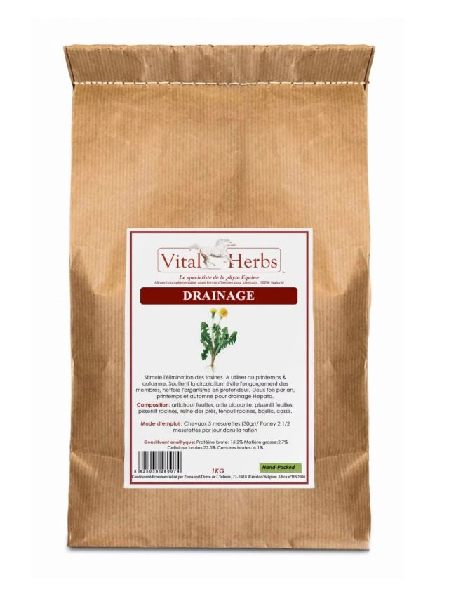Vital Herbs Drainage 1 kg, zioła na oczyszczanie organizmu konia z toksyn