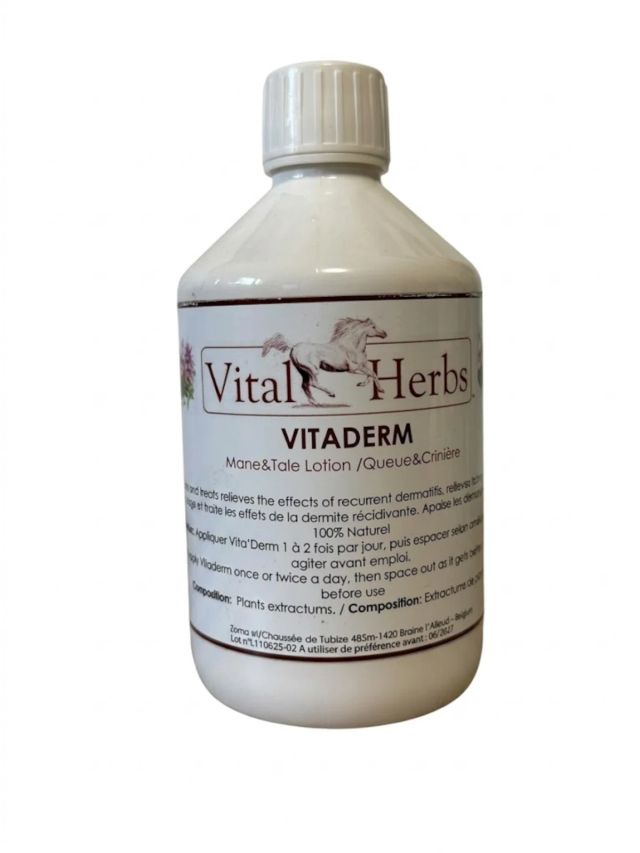 Vital Herbs Vitaderm 500 ml, emulsja na łupież i wycieranie grzywy i ogona konia