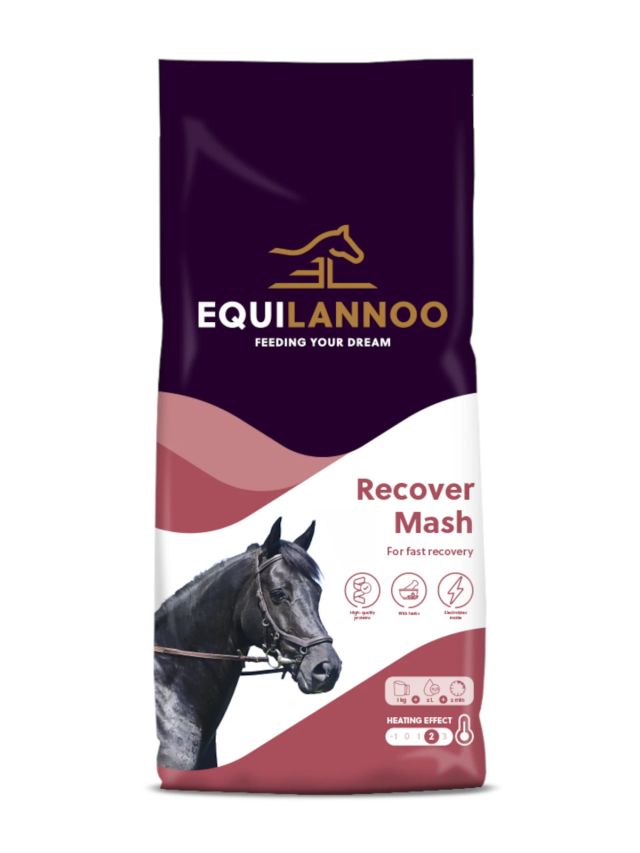 Equilannoo Recover Mash 15kg, regenerujący mesz z elektrolitami, witaminą E i Linamix dla koni po wysiłku
